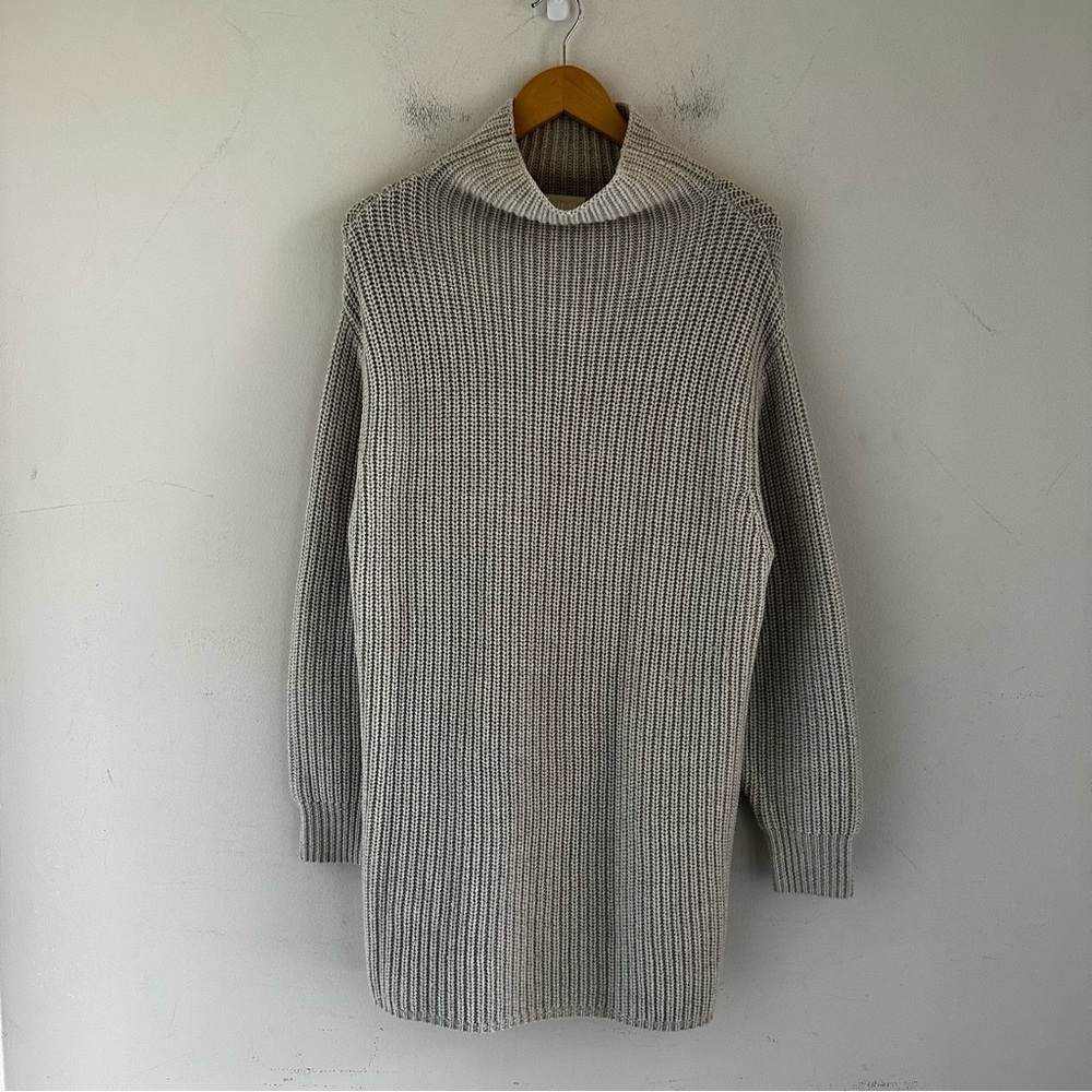Aritzia Light Gray Ribbed Turtleneck Sweater Dress